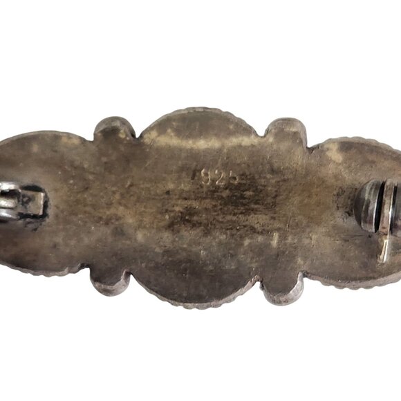 Vintage Sterling Silver Brooch With Lapis Coral & Turquoise Stones - Picture 2 of 2